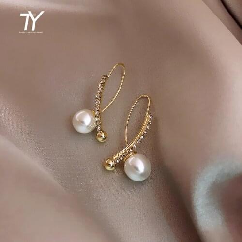 Geometric Irregular Elements Pearl Gold Earrings For Woman Korean Fashion Jewelry Sexy Girls Unusual Earrings Party Accessories