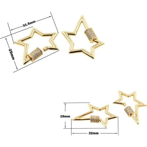 Star Screw Clasp CZ Brass Zircon Necklace Connector DIY Jewelry Making Carabiner Clasps