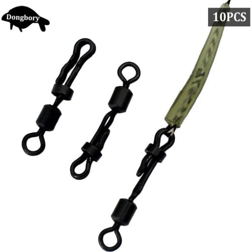10PCS Carp Fishing Accessories Quick Change Clam Lock Swivel with Clam Lock Clip Accessories Rolling Ring Connector for Carp Rig