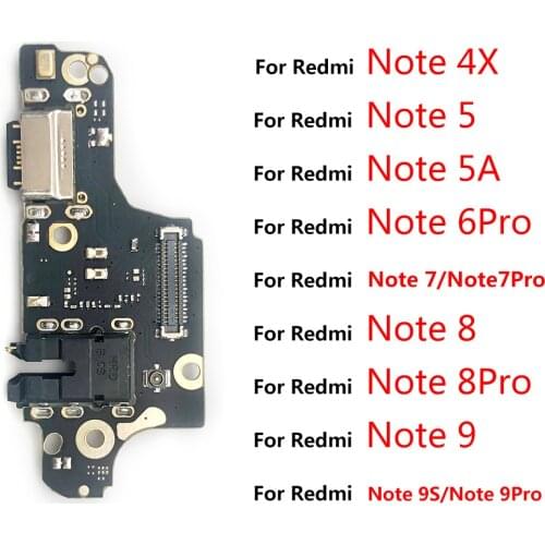 10Pcs Charger Board Flex For Xiaomi Redmi Note 9 9S 8T 8 7 6 5 5A Pro 4X USB Port Connector Dock Charging Ribbon Cable