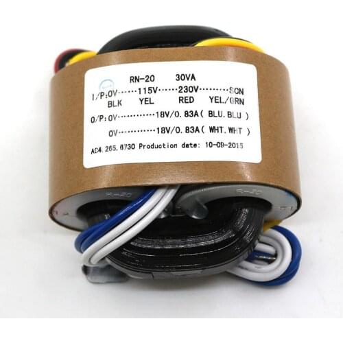 30VA Pure Copper R-core Power Transformer 30W 0-18V+0-18V For HiFi Audio Power Amplifier