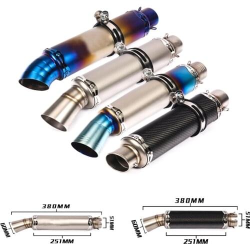 380mm Moto-Short Stainless steel Or Carbon fiber Tail Silencer System Modified 51mm Motorcycle Exhaust Muffler Pipe