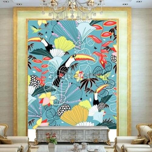 Custom 3d murals,Tropical texture with toucans and hummingbirds papel de parede,living room sofa TV wall bedroom wallpaper