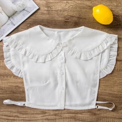 40GC Japanese Women Girls Lolita Doll Detachable False Fake Collar Pleated Ruffles Lapel Shawl Shoulder Wrap Sweet Decorative