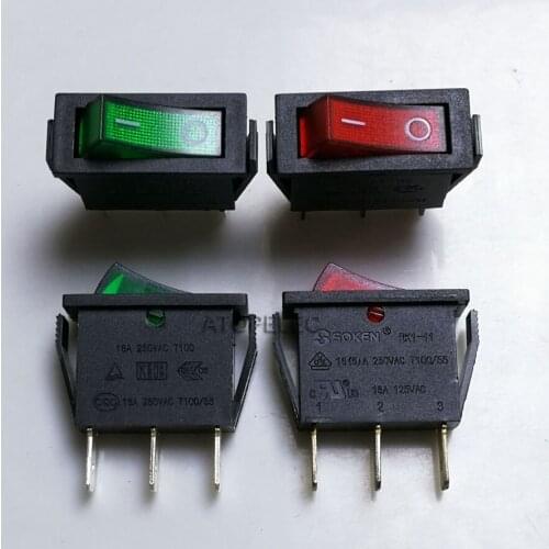 5pcs Mains 3pin Snap-in illuminated Rocker Switch 250V 16A SPDT ON-OFF High Quality UL VDE Selectable Color