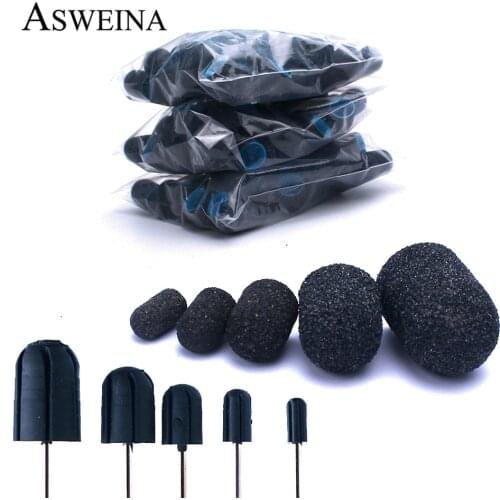 50pcs Pedicure Care Black Sanding Caps Mandrel Pedicure Manicure Remove Dead Skin Polishing Foot Care Clean Cuticle Accessories
