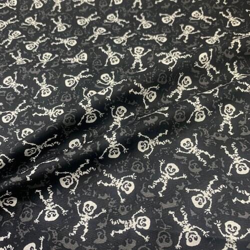 Beautifu 110cm Width 100% Cotton Fabric Sewing Children Clothing Dress Black Bottom Skull Imp Printed Fabric Printed DIY