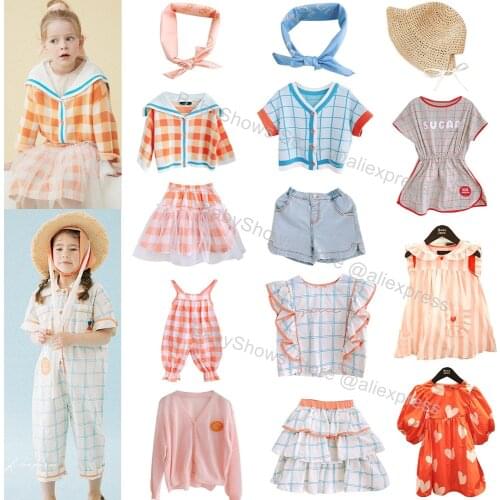 Kids Boy T Shirts Shorts 2021 Summer RJ Brand Plaid Toddler Girls Dress Baby Child Casual Tee Top Skirts Sisters Clothes Set