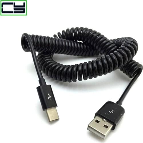 Stretch USB-C 3.1 Type C Male to Standard USB 2.0 Male Data Spring Cable for N1 innos D6000 Letv 1 pro Mobile Phone