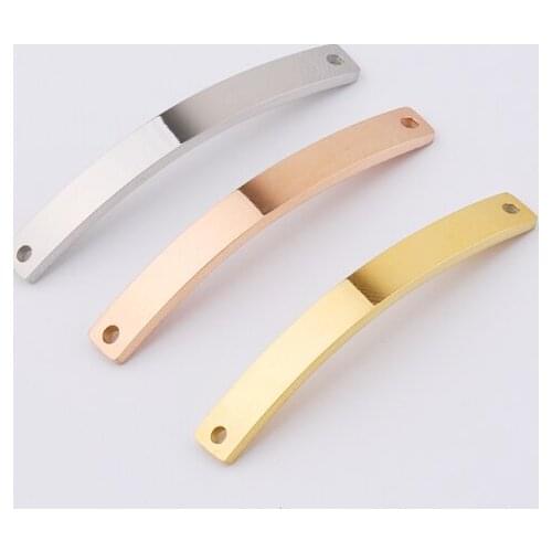 Fnixtar 20Pcs 43*4mm Curved Strip Charms Mirror Polish Stainless Steel Charms For DIY Making Necklace Braid Bracelets Jewelry