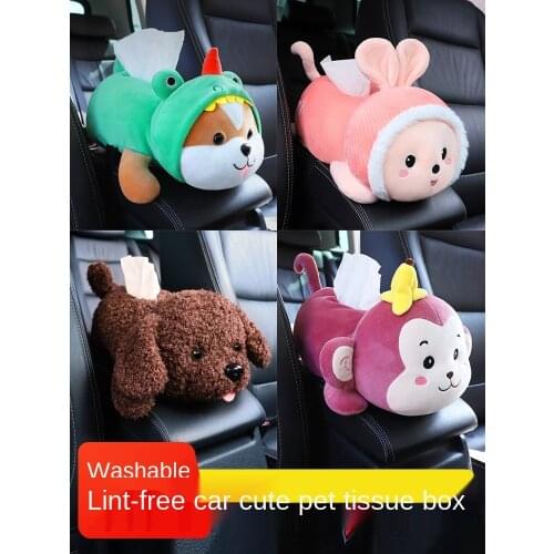 Creative Car Armrest Box Tissue Box Cartoon Cute Car Tissue Box Hanging Car Interior Decoration All Products