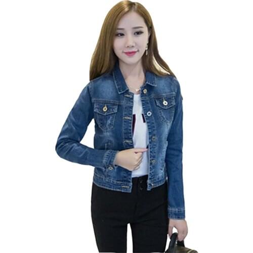 Denim Jacket Womens 2021 Spring Autumn Models Korean Fashion Slim Short Casual Jackets Long Sleeve Outer Wear Woman