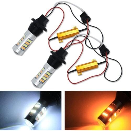 4pcs 2pcs Turn Signal Lamp 1156 BAU15S 42leds Double Color T20 7440 W21W White&Yellow Daytime Running Light Car DRL Winker DC12V