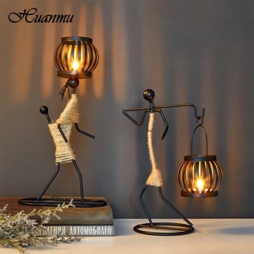 Nordic Metal Candlestick Abstract Character Sculpture Candle Holder Decor Handmade Figurines Home Decoration Art Wedding Gift