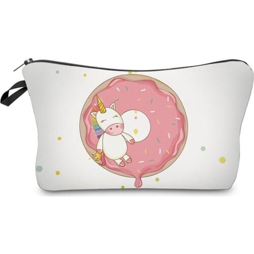 Cute Cartoon Unicorn Printed Cosmetic Bags Women Organizer Makeup Necessaries for Travel Mini Ladies Pouch Vanity Case
