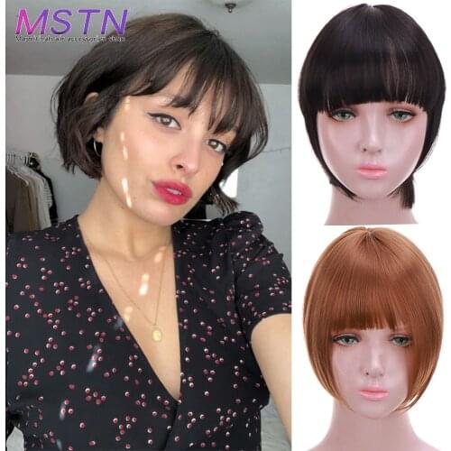 MSTN Ladies Synthetic Short Full Head Bangs Chemical Fiber High Temperature Silk Natural Wig Hairpin To Extend Hair Comfortable