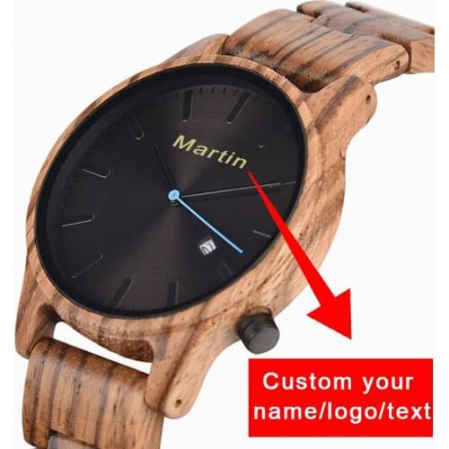 Holz armbanduhr mit name Customize Wood Watches Mans Private Label Engrave Logo Date Display Quartz Timepieces Male мужские часы
