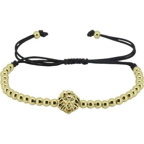 New Fashion Jewelry Beads Bracelets Gift Lion Head Beads Braided Bracelet Inlaid Zircon Accessories Bracelet BR112