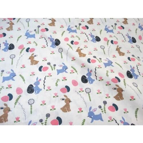 So Cute Rabbit & Tulip Flower 100% cotton twill cotton Fabric quilting home decor patchwork telas cloth