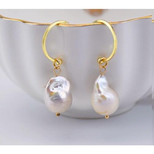 KBJW Original 2019 Last Season Real Baroque Pearl Pendant Earring Genuine Freshwater Pearl Unique Earrings Women Party Jewelry