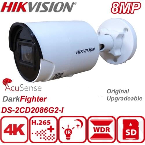 Original Hikvision DS-2CD2086G2-I 8MP 4K DarkFighter IP67 WDR POE IR AcuSense Fixed Mini Bullet Network Camera