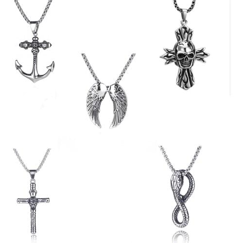 2021 New Retro Titanium Steel Personality Cross Necklace Male Pendant Pendant Accessories Sweater Chain Female Jewelry