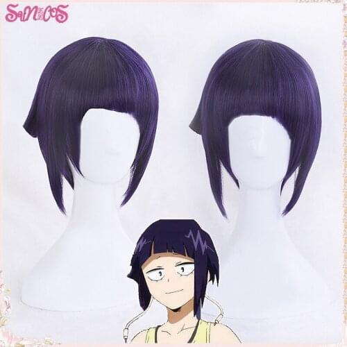 My Hero Academia Jiro Kyoka Cosplay Wigs Anime Hair Short Purple Hair Heat Resistant Synthetic Halloween Free Wig Cap