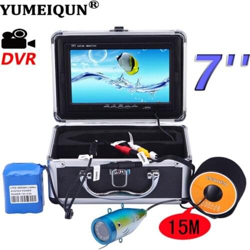 YUMEIQUN 15M Fish Finder Underwater Camera Kit Fishing Camera Waterproof 7'' Video Monitor HD 1000TVL Fishing camera DVR