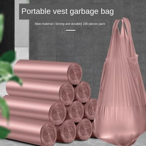 Source garbage bags household portable thickened affordable kitchen black vest type large garbage bucket plastic bags