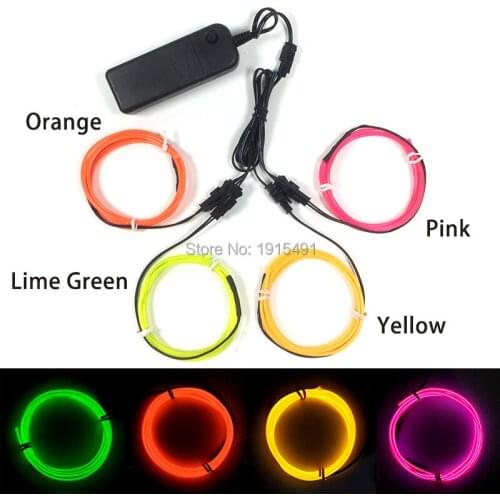 Popular Multi-color 4Pieces 2.3mm Led Strip Light Up Cable Rope EL Wire Set Neon Television Backlight Car Party Interior Decor