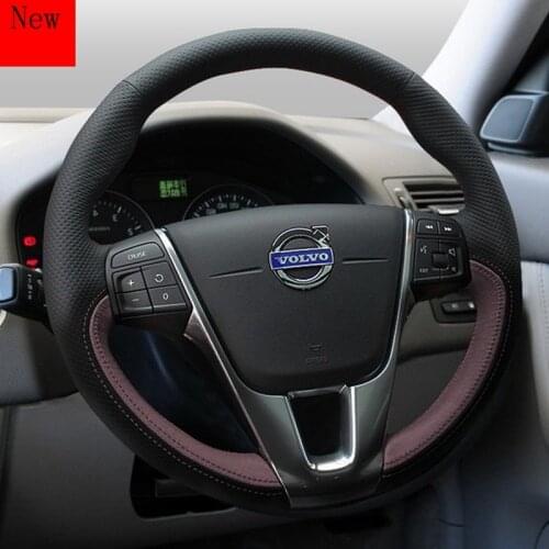 Hand-Stitched Leather Suede Car Steering Wheel Cover for Volvo XC60 S60l XC90 V40 V60 S80L Car Accessories