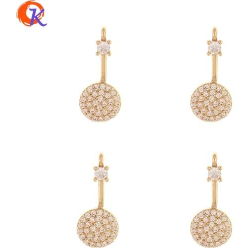 Cordial Design 50Pcs 8*19MM Jewelry Accessories/DIY Earrings Making/CZ Pendant/Round Shape/Hand Made/Charms/Earring Findings
