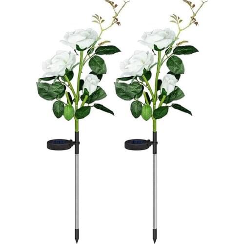 Solar Garden Rose Lights Outdoor Solar Garden Stake Lights 2Pack Solar Lights With 6 Roses For Garden Patio Backyard