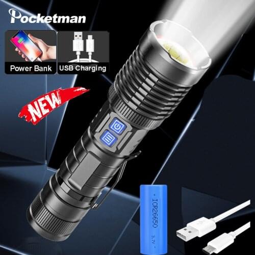 Pocketman 80000LM LED XHP99 Flashlight USB Rechargeable LED Torch XHP50 Lanterna Camping Lamp Use 18650 26650 With Pen Holder
