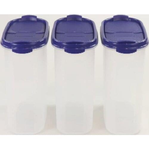 Tupperware Oval Series Dry Food Storage Container 1,7L(3) Blue Modular Kitchen Supplies Easy and Practical Cover, Washable