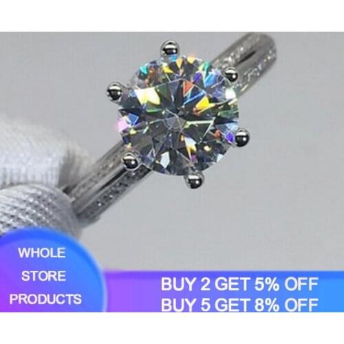 Have Certificate Pure 925 Silver Jewelry Wedding Engagement Rings For Women Top Quality Luxury 8x8mm Moissanite Ring Size 4-10