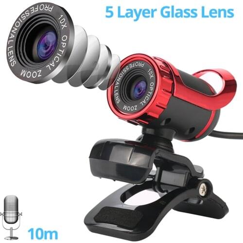Webcam HD 360 Degree 2 Megapixels Web Cam USB Mini Camera with Microphone Clip Type for Laptop Desktop Computer Accessories