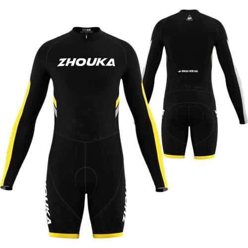 2021 Latest Long Sleeve Bicycle Jersey Short Legs Cycling Set Tri Suit Bike Short Top One Piece For Mens