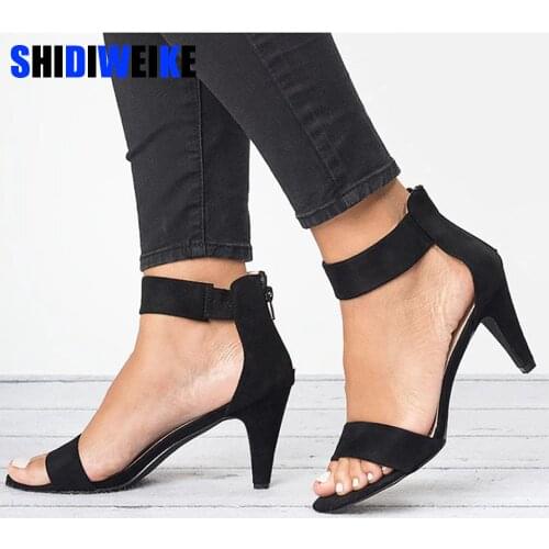 Women Sandals Open Toe Summer Shoes With 5CM High Heels Sandals Female Plus Size 43 Thin Heel Shoes Woman 2021 Sandalias Mujer