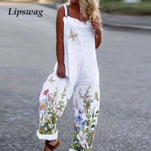 Summer Retro Off Shoulder Women Jumpsuits 2021 Fashion Sexy Floral Printed Rompers Lady Casual Loose Simple Overalls Streetwear