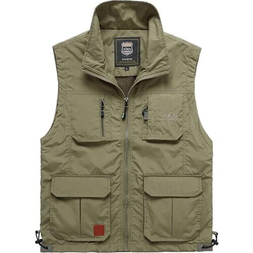 Summer Mesh Thin Multi Pocket Vest for Male Big Size Male Casual 6 Colors Sleeveless Jacket with Many Pockets Reporter Waistcoat