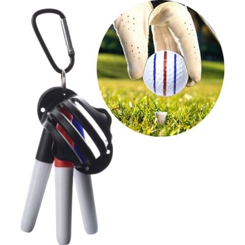 1Set Golf Ball Triple Track 3 Line Alignment Marker Stencil Plastic Golf Ball Line Drawing Tool With Outdoor Hook