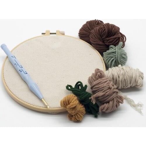 Owl Cartoon Punch Needle Embroidery Kit With Yarn For Diy Beginners Embroidery Needlework Wool Work