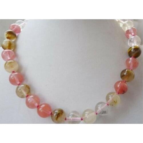 10mm round multicolor watermelon tourmaline beads gems necklace 18"