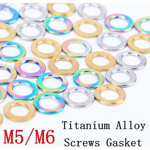 Risk 10pcs M5 M6 Flat Pad Ring Titanium Alloy Bolt Gasket Mountain Road Bike Brake Parts Screw Adjustment Gasket for morelocking