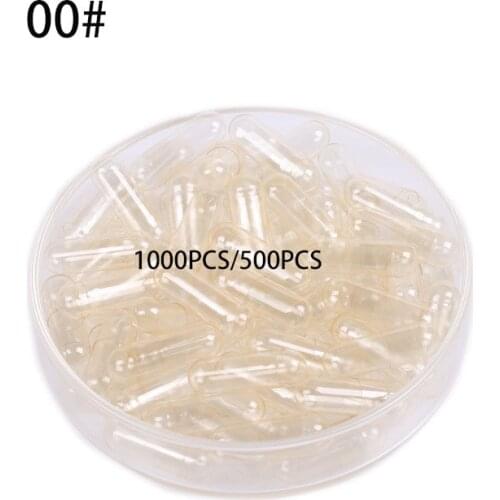 1000PCS/500 00# 1# Empty Gelatin Capsule Gelatin Capsule Empty Hard Gelatin Capsule Clear Kosher Gel Medicine Pill Vitamin