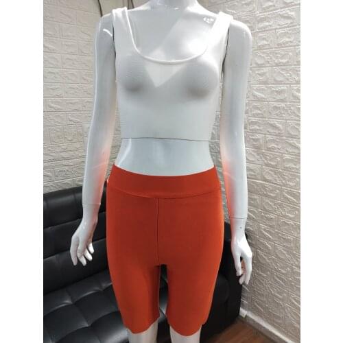 Fashion Women Two 2 Pieces Set Bandage Suit High Quality Rayon White Spaghetti StrapTop Bodycon Orange Black Women Playsuit