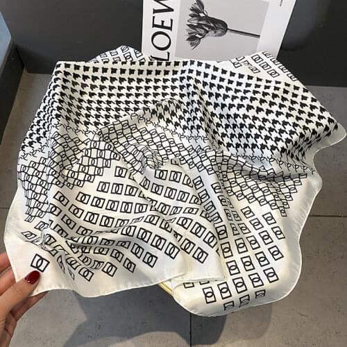 2021 New Fashion Silk Square Scarf For Women 70cm Satin Neck Hair Tie Band Bag Warp Soft Neckerchief Hijabs Head Female Foulard