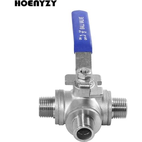 1/2" 3/4" BSPT Male Thread Three 3 Way Ball Valve DN15 DN20 Stainless Steel 304 Valve Handle Valves L T Port