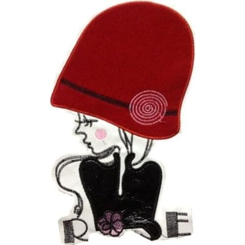 30pcs/Lot Embroidery Patches Letters Clothing Decoration Accessories Little Girl In Red Hat Diy Iron Heat Transfer Applique